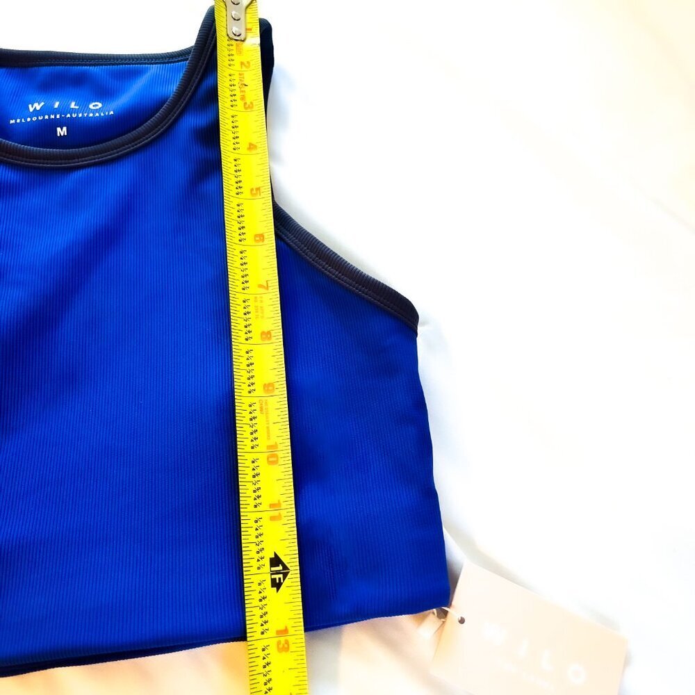 WILO THE LABEL Ribbed Colorblock BLUE Racer Sports Bra sz M - Picture 10 of 10